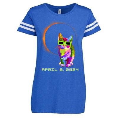 Solar Eclipse Cat Wearing Solar Eclipse Glasses Enza Ladies Jersey Football T-Shirt