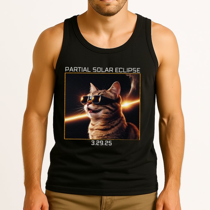 Solar Eclipse Cat 2025 Partial Solar Eclipse 03.29.25 Tank Top