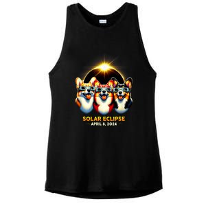 Solar Eclipse Corgi Wearing Glasses April 8 2024 Totality Ladies PosiCharge Tri-Blend Wicking Tank