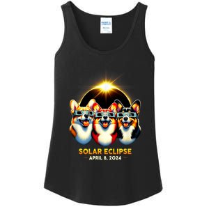 Solar Eclipse Corgi Wearing Glasses April 8 2024 Totality Ladies Essential Tank