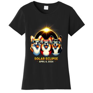 Solar Eclipse Corgi Wearing Glasses April 8 2024 Totality Women's T-Shirt