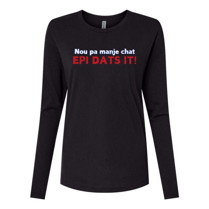 Springfield Eating Cats Haitian Creole Epi Dats It Womens Cotton Relaxed Long Sleeve T-Shirt