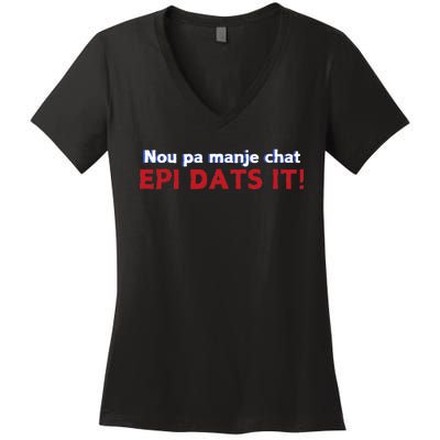 Springfield Eating Cats Haitian Creole Epi Dats It Women's V-Neck T-Shirt