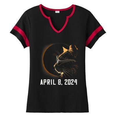 Solar Eclipse Cat Solar Eclipse Glasses Cat Ladies Halftime Notch Neck Tee