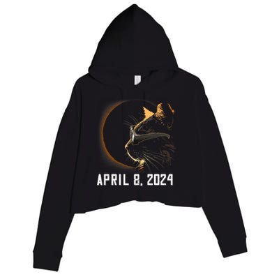 Solar Eclipse Cat Solar Eclipse Glasses Cat Crop Fleece Hoodie