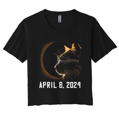 Solar Eclipse Cat Solar Eclipse Glasses Cat Women's Crop Top Tee