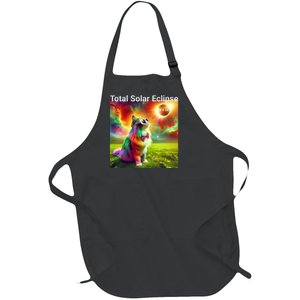 Solar Eclipse Cat Wearing Solar Eclipse Glasses 2024 Full-Length Apron With Pockets