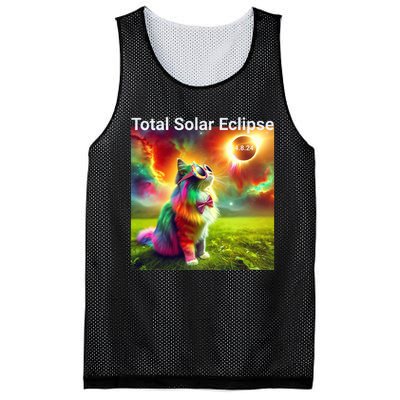 Solar Eclipse Cat Wearing Solar Eclipse Glasses 2024 Mesh Reversible Basketball Jersey Tank