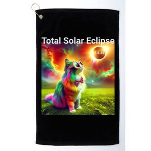 Solar Eclipse Cat Wearing Solar Eclipse Glasses 2024 Platinum Collection Golf Towel