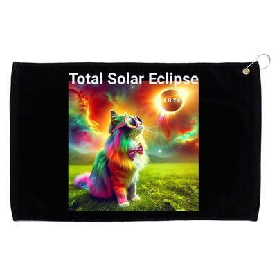 Solar Eclipse Cat Wearing Solar Eclipse Glasses 2024 Grommeted Golf Towel