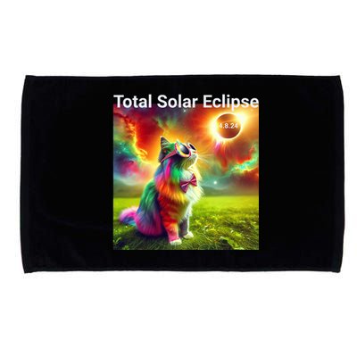 Solar Eclipse Cat Wearing Solar Eclipse Glasses 2024 Microfiber Hand Towel