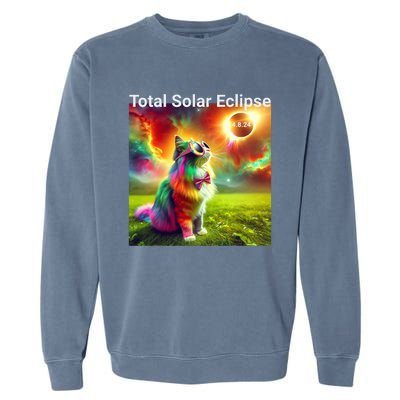 Solar Eclipse Cat Wearing Solar Eclipse Glasses 2024 Garment-Dyed Sweatshirt