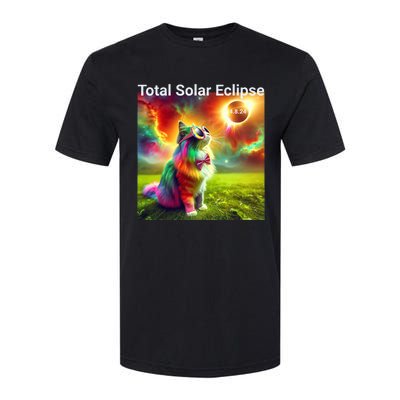 Solar Eclipse Cat Wearing Solar Eclipse Glasses 2024 Softstyle® CVC T-Shirt