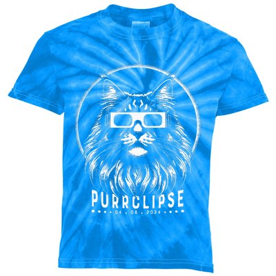 Solar Eclipse Cat With Glasses Purrclipse Date Kids Tie-Dye T-Shirt