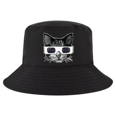 Solar Eclipse Cat Wearing Solar Eclipse Glasses Cool Comfort Performance Bucket Hat