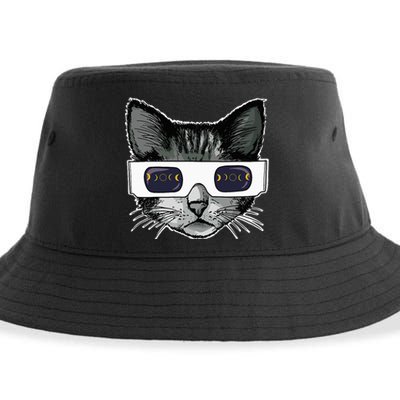 Solar Eclipse Cat Wearing Solar Eclipse Glasses Sustainable Bucket Hat