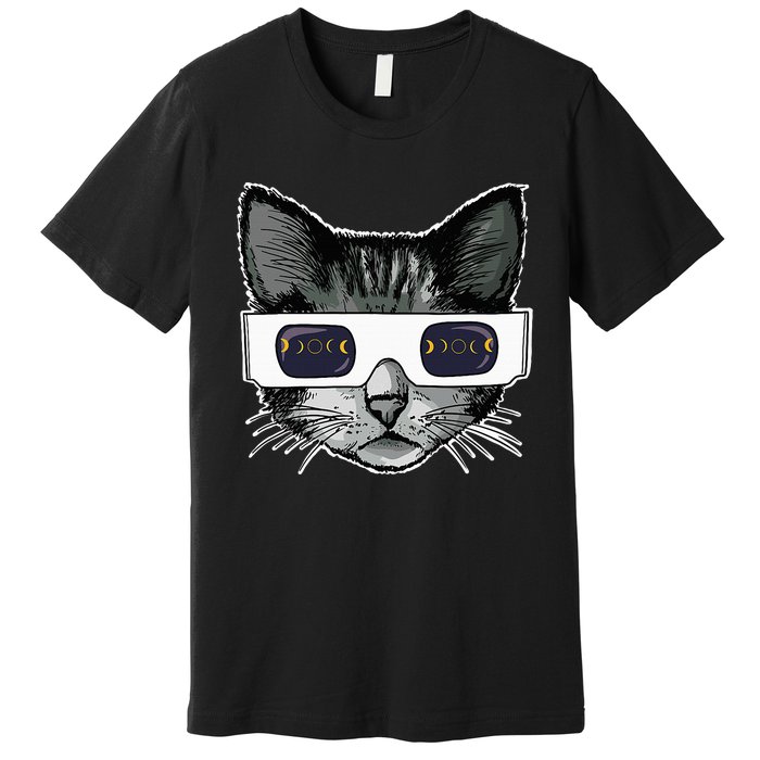 Solar Eclipse Cat Wearing Solar Eclipse Glasses Premium T-Shirt