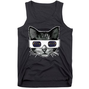 Solar Eclipse Cat Wearing Solar Eclipse Glasses Tank Top