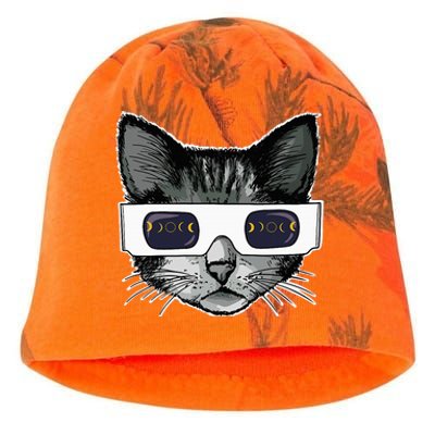 Solar Eclipse Cat Wearing Solar Eclipse Glasses Kati - Camo Knit Beanie