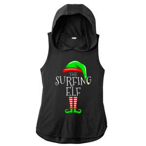 Surfing Elf Christmas Family Matching Ladies PosiCharge Tri-Blend Wicking Draft Hoodie Tank