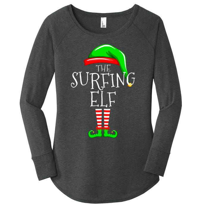 Surfing Elf Christmas Family Matching Women's Perfect Tri Tunic Long Sleeve Shirt