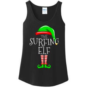 Surfing Elf Christmas Family Matching Ladies Essential Tank