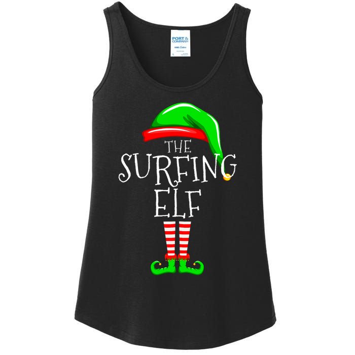 Surfing Elf Christmas Family Matching Ladies Essential Tank