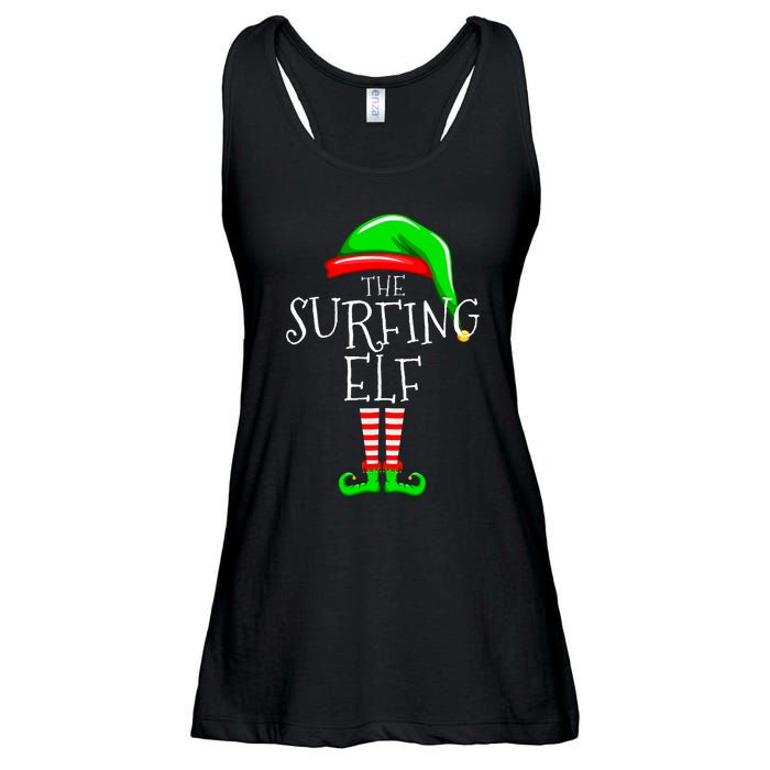 Surfing Elf Christmas Family Matching Ladies Essential Flowy Tank