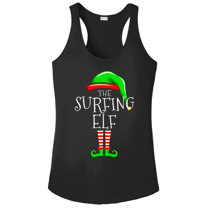 Surfing Elf Christmas Family Matching Ladies PosiCharge Competitor Racerback Tank