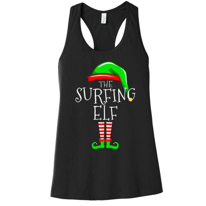 Surfing Elf Christmas Family Matching Women's Racerback Tank