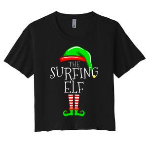 Surfing Elf Christmas Family Matching Women's Crop Top Tee