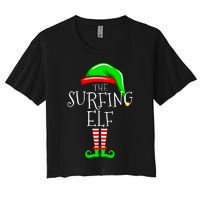 Surfing Elf Christmas Family Matching Women's Crop Top Tee