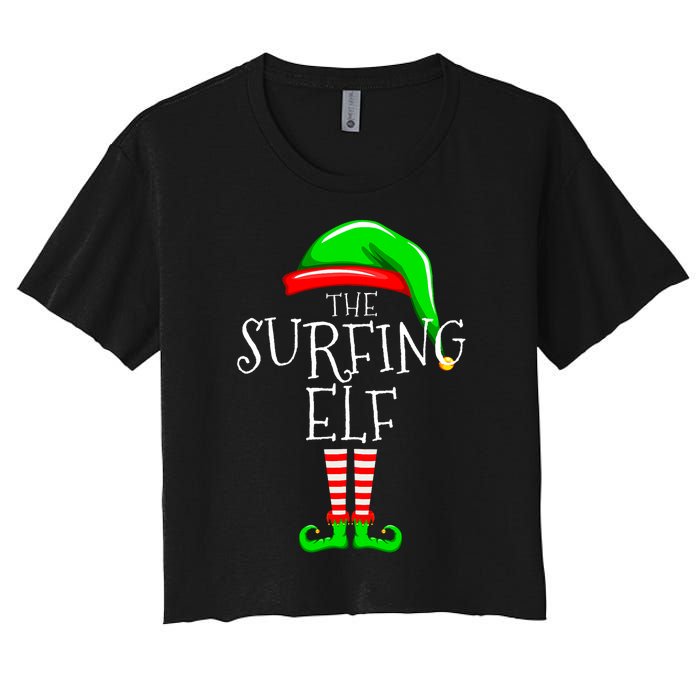 Surfing Elf Christmas Family Matching Women's Crop Top Tee