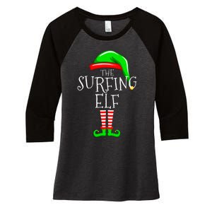 Surfing Elf Christmas Family Matching Women's Tri-Blend 3/4-Sleeve Raglan Shirt