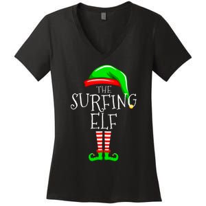 Surfing Elf Christmas Family Matching Women's V-Neck T-Shirt