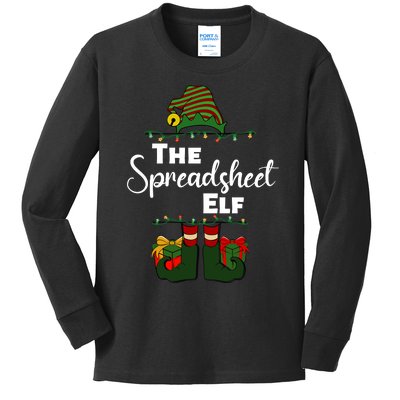 Spreadsheet Elf Christmas Tee Accountant Bookkeeper CPA Data Kids Long Sleeve Shirt