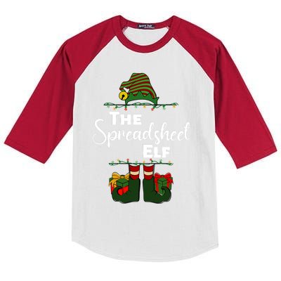 Spreadsheet Elf Christmas Tee Accountant Bookkeeper CPA Data Kids Colorblock Raglan Jersey