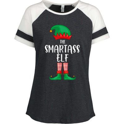 Smartass Elf Christmas Party Matching Family Group Pajama Enza Ladies Jersey Colorblock Tee