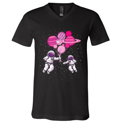 Space Exploration Cosmonaut SpaceMan Alien Spaceship V-Neck T-Shirt