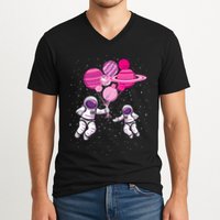 Space Exploration Cosmonaut SpaceMan Alien Spaceship V-Neck T-Shirt