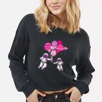 Space Exploration Cosmonaut SpaceMan Alien Spaceship Cropped Pullover Crew