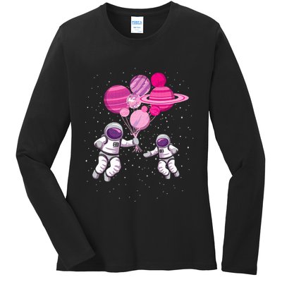 Space Exploration Cosmonaut SpaceMan Alien Spaceship Ladies Long Sleeve Shirt
