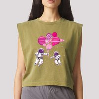 Space Exploration Cosmonaut SpaceMan Alien Spaceship Garment-Dyed Women's Muscle Tee