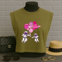 Space Exploration Cosmonaut SpaceMan Alien Spaceship Garment-Dyed Women's Muscle Tee