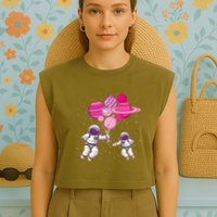 Space Exploration Cosmonaut SpaceMan Alien Spaceship Garment-Dyed Women's Muscle Tee