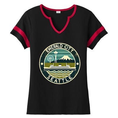 Seattle Emerald City Washington Usa Vintage Ladies Halftime Notch Neck Tee