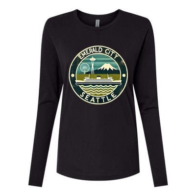 Seattle Emerald City Washington Usa Vintage Womens Cotton Relaxed Long Sleeve T-Shirt