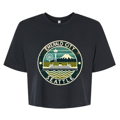 Seattle Emerald City Washington Usa Vintage Bella+Canvas Jersey Crop Tee