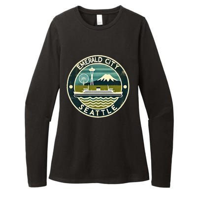 Seattle Emerald City Washington Usa Vintage Womens CVC Long Sleeve Shirt