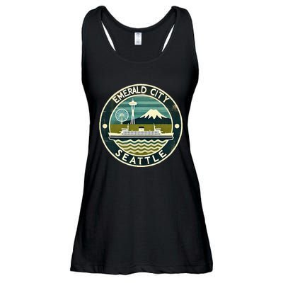 Seattle Emerald City Washington Usa Vintage Ladies Essential Flowy Tank